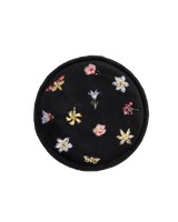 Floral Ditsy Embroidered Black Velvet Jewellery Box