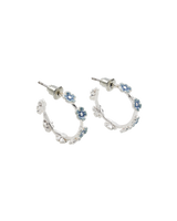 Forget Me Not Silver Stud Hoop Earrings