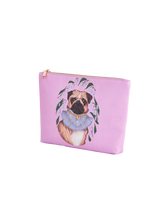 Catherine Rowe Pet Portraits Pug Pink Cotton Pouch