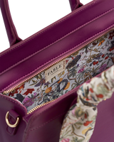 Floral Engravings Large Plum Tote