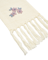 Forget-Me-Not Knitted Cream Scarf