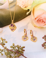February Birthstone Violet Huggie Earrings
