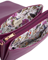 Floral Engravings Plum Crossbody Handbag