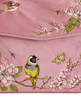 Morning Song Bird Embroidered Mini Pink Tote