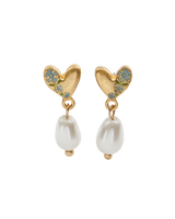 Forget-Me-Not Heart & Pearl Earrings