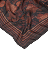 Deco Blooms Brown Stripe Border Midweight Scarf