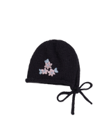 Forget-Me-Not Knitted Navy Bonnet
