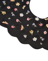 Floral Ditsy Black Satin Embroidered Collar