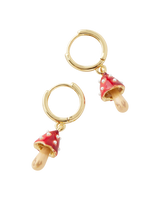 Enamel Mushroom Huggie Earrings