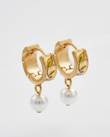 Blackberry Bramble Pearl Drop Gold Huggie Earrings