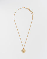 Nightshade Moon Round Gold Locket Chain Necklace