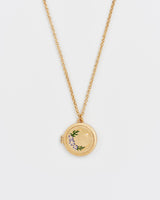 Nightshade Moon Round Gold Locket Chain Necklace