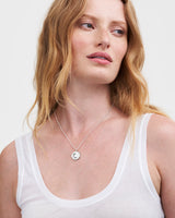 Nightshade Moon Round Silver Locket Chain Necklace