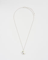 Nightshade Moon Round Silver Locket Chain Necklace