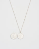 Nightshade Moon Round Silver Locket Chain Necklace