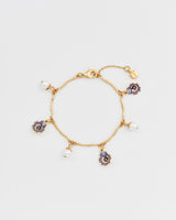 Pansy Pearl Multi Charm Bracelet - Gold