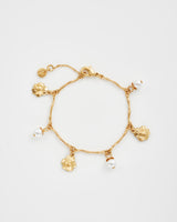 Pansy Pearl Multi Charm Bracelet - Gold