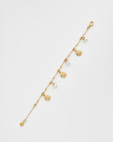 Pansy Pearl Multi Charm Bracelet - Gold