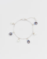 Pansy Pearl Multi Charm Bracelet - Silver