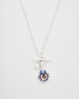 Pansy Pearl Toggle Necklace - Silver