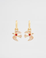 Heart Dove Huggie Earrings