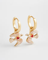 Heart Dove Huggie Earrings
