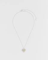 Silver Floral Heart Locket Necklace