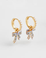 Bow Pearl Huggie Earring
