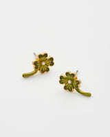 Lucky Clover Pearl Stud Earrings