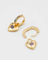 Talisman Eye Heart Charm Huggie Earrings
