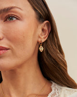 January Birthstone Carnation Huggie Earrings