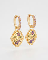 February Birthstone Violet Huggie Earrings