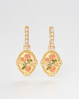 June Birthstone Rose Huggie Earrings
