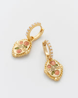 June Birthstone Rose Huggie Earrings