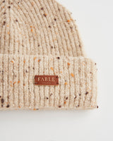 Flecked Yarn Taupe Beanie Hat