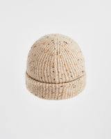 Flecked Yarn Taupe Beanie Hat