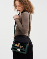 Fawn Embroidered Green Crossbody Bag