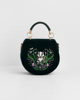 Badger Embroidered Green Top Handle Saddle Bag