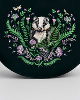 Badger Embroidered Green Top Handle Saddle Bag