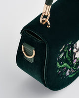 Badger Embroidered Green Top Handle Saddle Bag