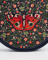 Red Admiral Embroidered Circle Bag