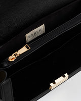 Black Botanical Embroidered Foldover Bag