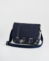 Passion Flower Navy Satchel