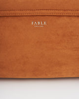 Tan Faux Suede Floral Embroidered Shoulder Bag
