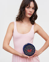 Red Admiral Embroidered Circle Jewellery Box