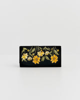 Black Botanical Embroidered Purse
