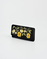 Black Botanical Embroidered Purse