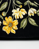 Black Botanical Embroidered Purse