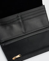 Black Botanical Embroidered Purse