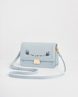 Blue Bird Embroidered Foldover Bag